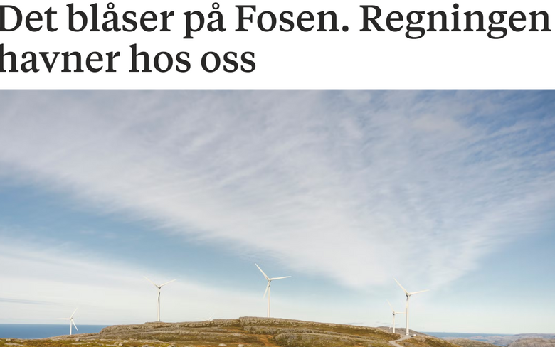 Det blåser på Fosen. Regningen havner hos oss